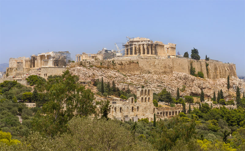 Вид на Афинский Акрополь с холма Филопаппос